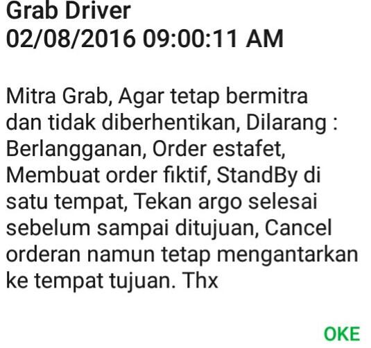 Aturan baru salah satu aplikasi online surabaya