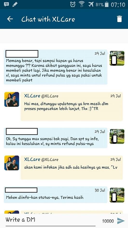 Buruknya Customer Care XL dalam menjawab keluhan pelanggan