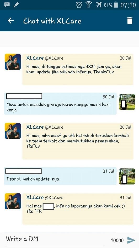 Buruknya Customer Care XL dalam menjawab keluhan pelanggan