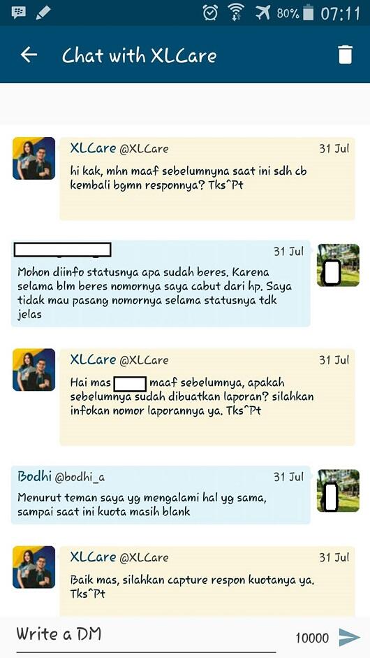 Buruknya Customer Care XL dalam menjawab keluhan pelanggan