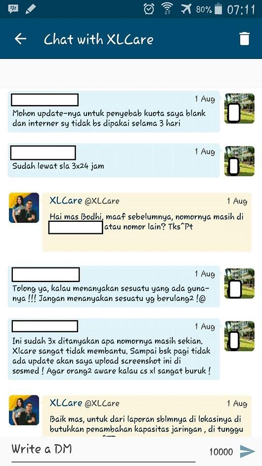 Buruknya Customer Care XL dalam menjawab keluhan pelanggan