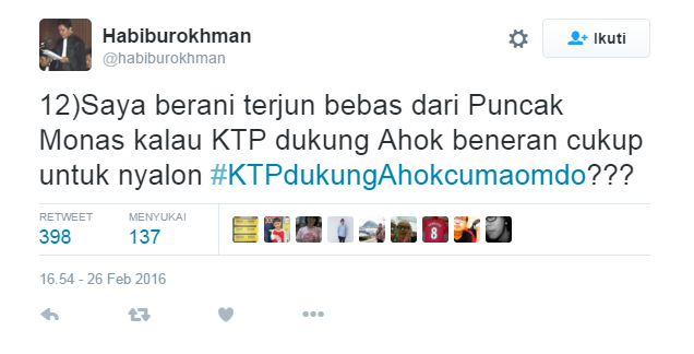 "Teman Ahok": Apa Daya Ketika Bapak Memilih Jalur Parpol