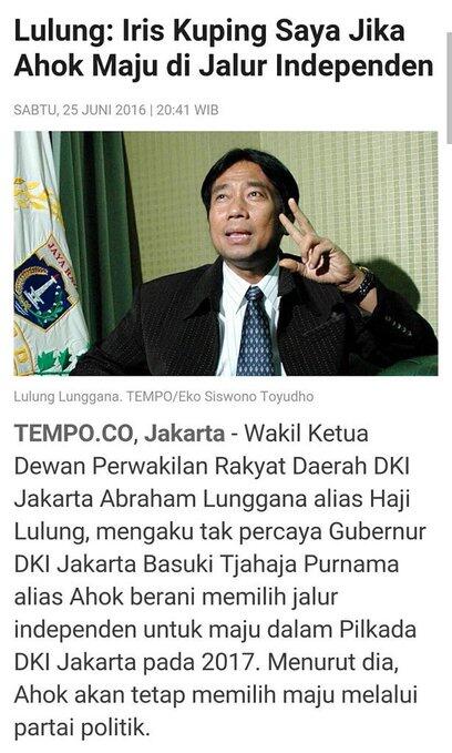 "Teman Ahok": Apa Daya Ketika Bapak Memilih Jalur Parpol