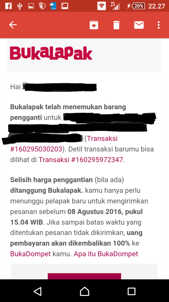 SURAT TEBUKA UNTUK BUKALAPAK, harap penjelasannya