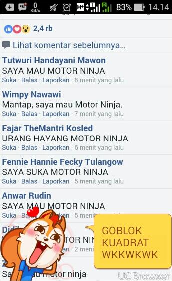 ⚠WAJIB DIBACA⚠ ngakaknya anak FB di begoin &quot;SAYA PENGEN MOTOR NINJA&quot; .... TOLOL ABIS