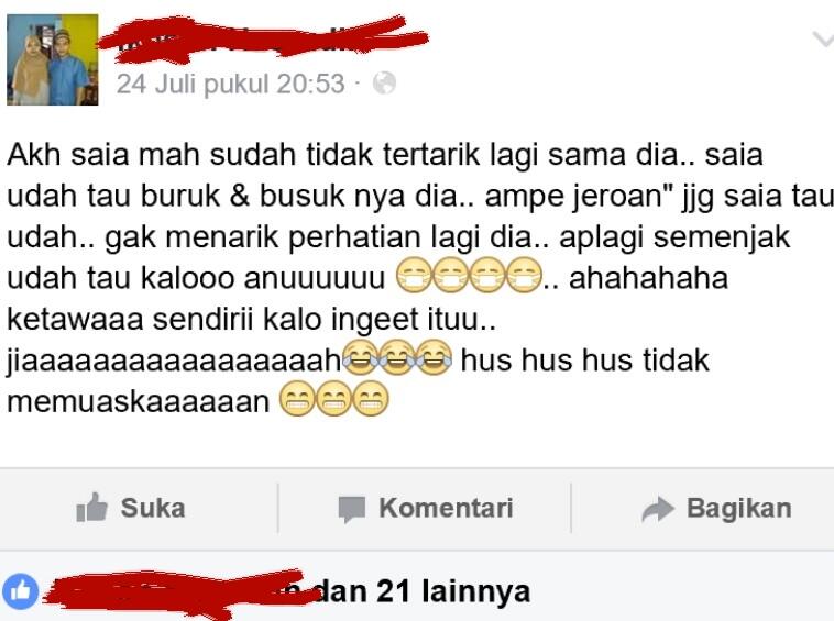 minta pendapatnya gan tentang status temen ane di fb..