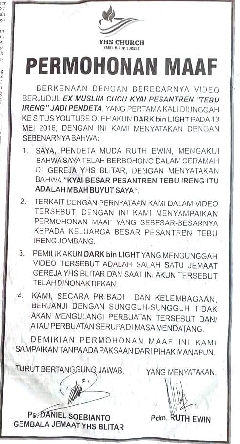Mengaku Cucu Kiai Tebuireng, Pendeta Terbukti Berbohong