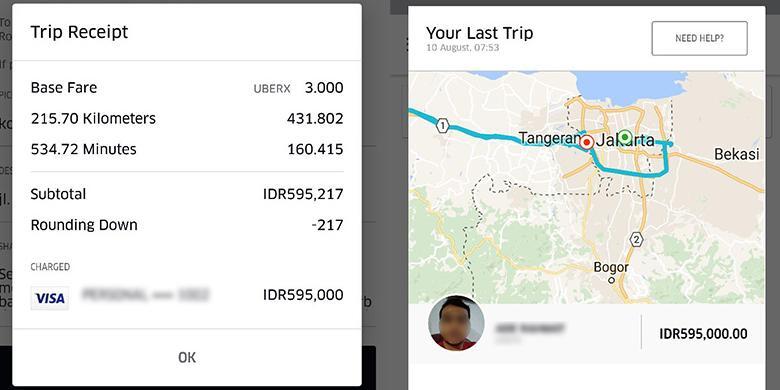 Pengguna Uber Protes, Kasablanka-Setiabudi Ditagih Rp 595.000