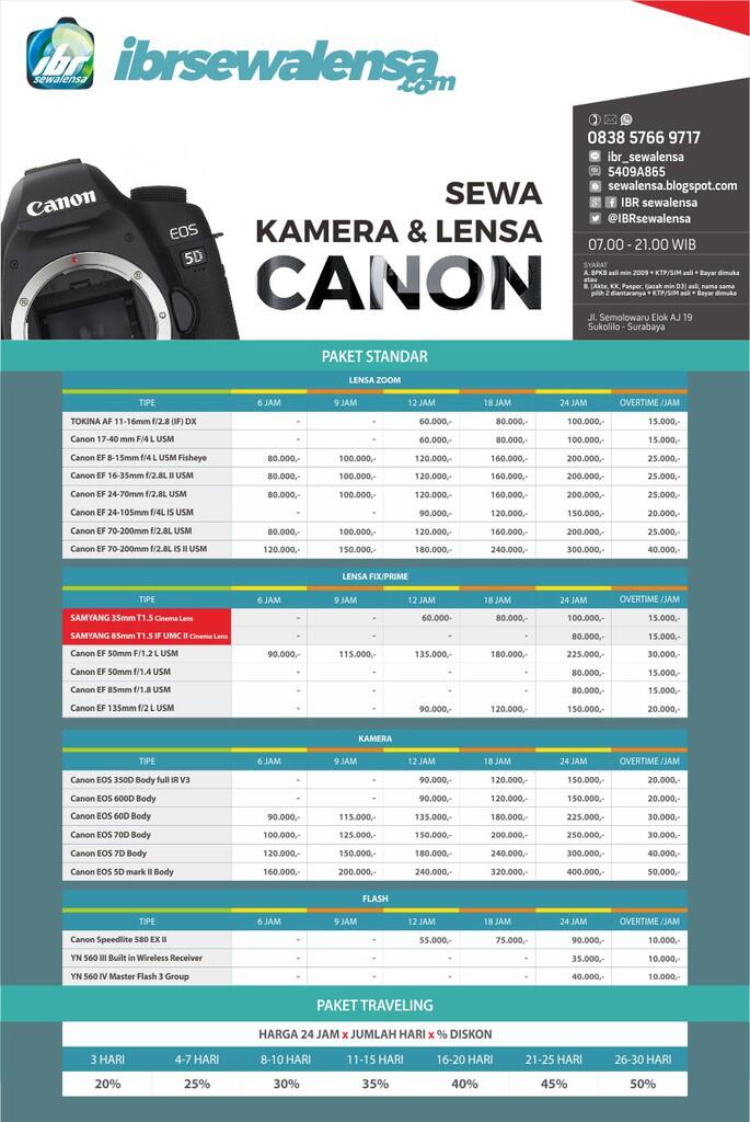>> IBR SEWALENSA << SEWA RENTAL KAMERA & LENSA