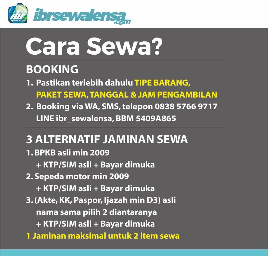 >> IBR SEWALENSA << SEWA RENTAL KAMERA & LENSA