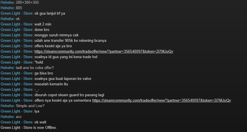 Penipuan Jual Beli Item Dota 2 oleh Greenlightshoop modus MM terpercaya &amp; rep tinggi