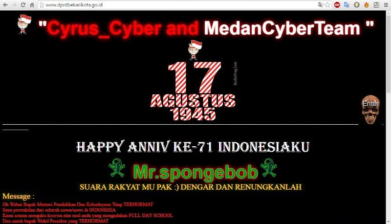 HUT Republik Indonesia, Situs Resmi DPRD Kota Bekasi Malah Diretas Hacker
