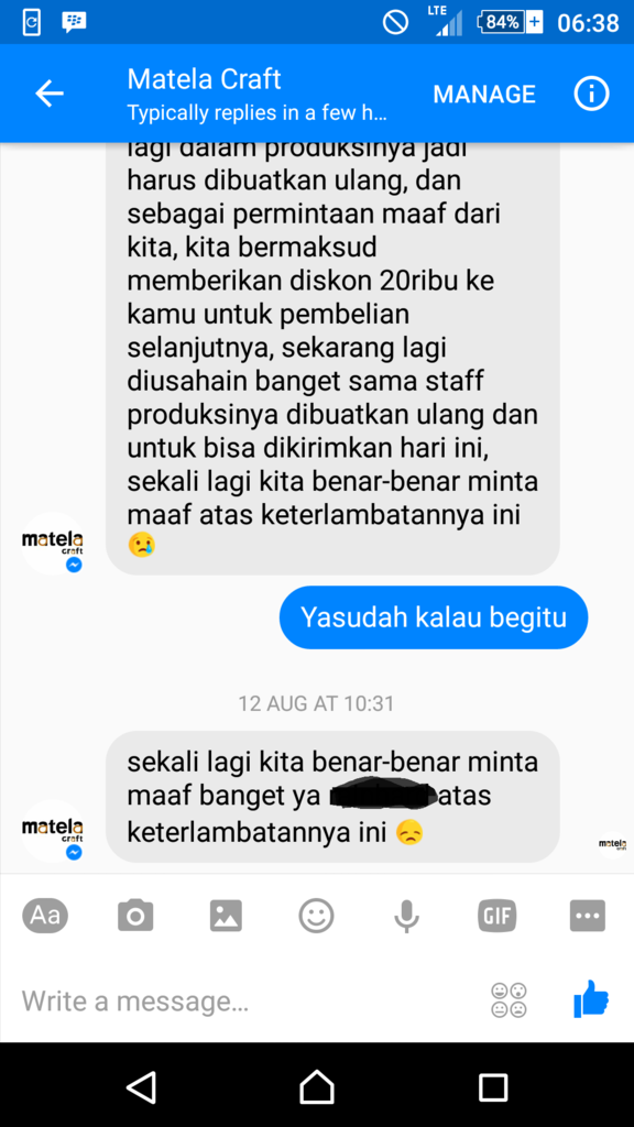 Surat Pembaca untuk Matela Craft Online Shop | Penipuan (?)