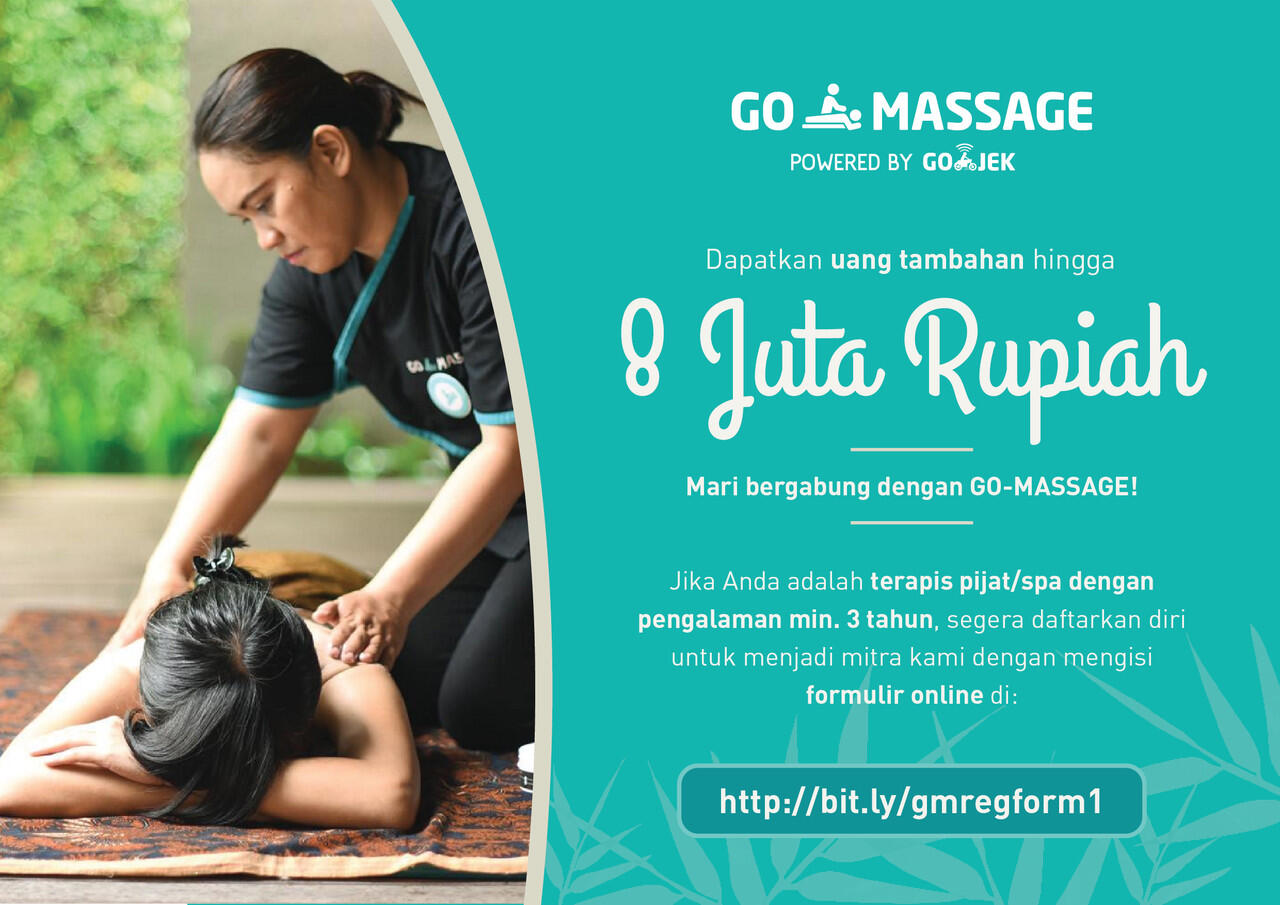 Lowongan Terapis Pijat GOMASSAGE by GOJEK, Penghasilan hingga 8jt per