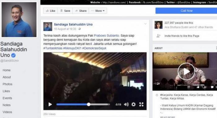 Sandiaga Hapus Video Dukungan Prabowo