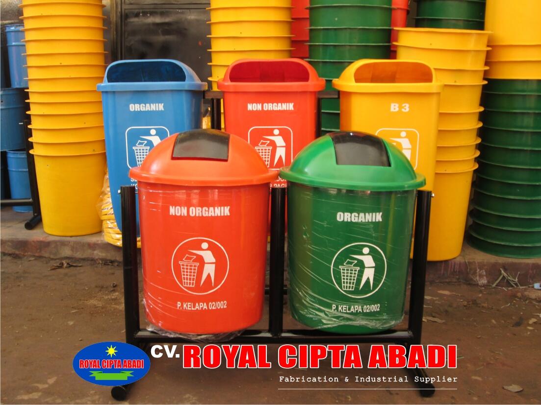 tempat sampah gandeng 2 bulat