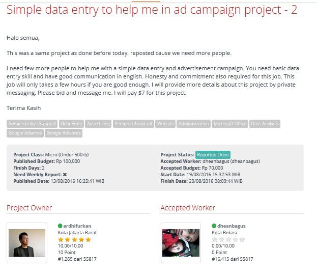 &#91;LOWONGAN FREELANCER&#93; Dibutuhkan worker Simple data entry