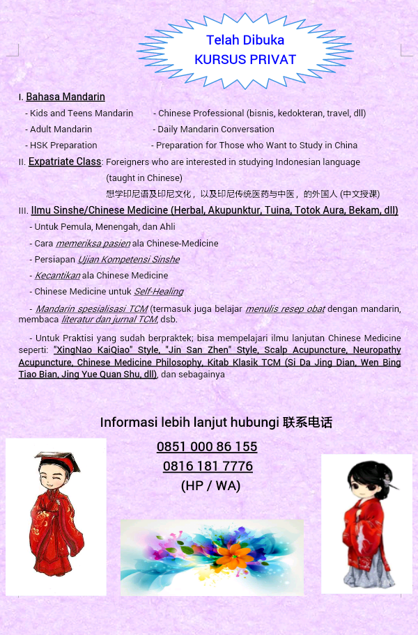 Kursus Mandarin, Sinology, Sinshe dan Akupuntur