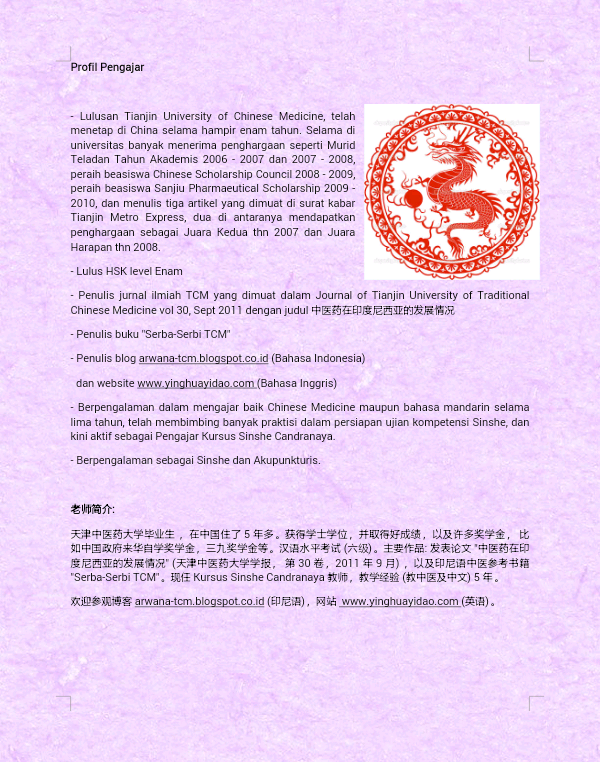 Kursus Mandarin, Sinology, Sinshe dan Akupuntur