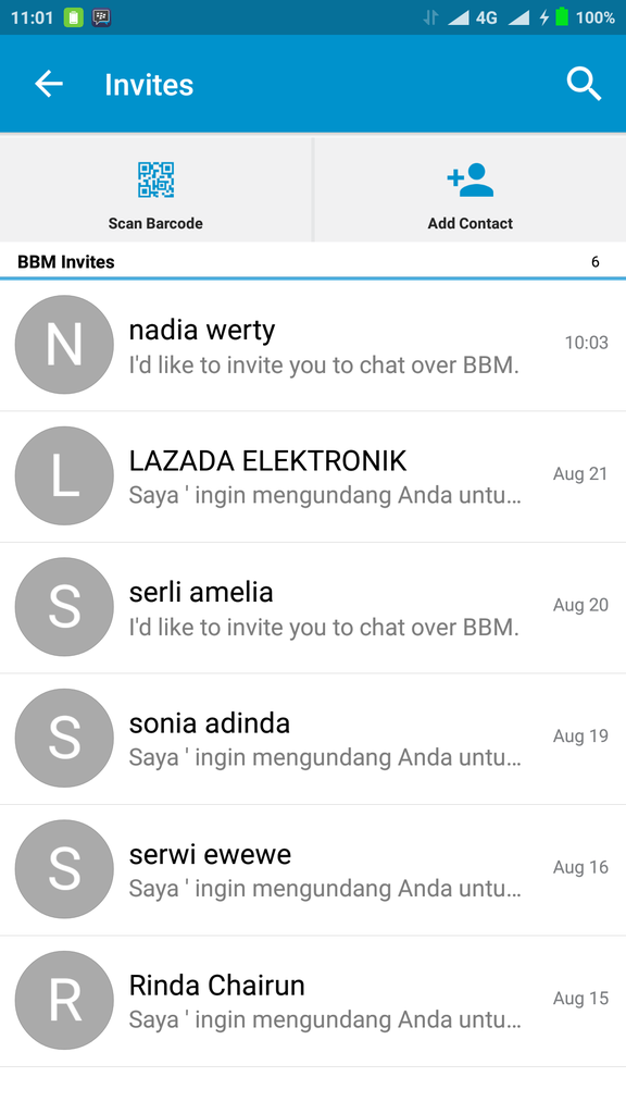 Adakah Yang Dapet Invite Orang Tidak Dikenal di BBM?