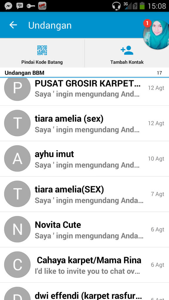 Adakah Yang Dapet Invite Orang Tidak Dikenal di BBM?