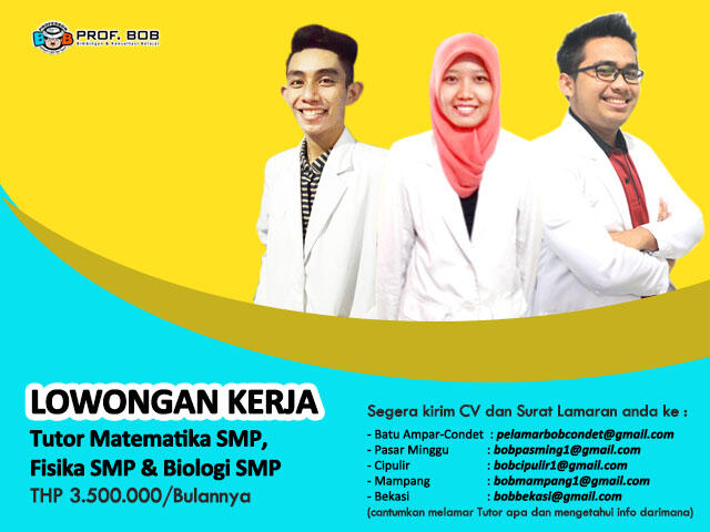 Dibutuhkan Tutor/Pengajar Fisika dan Biologi SMP Bimbel
