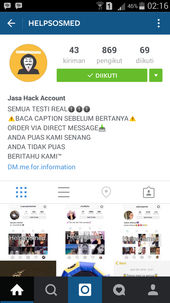 Jangan mau pake jasa @HELPSOSMED yang katanya bisa balikin akun sosmed. ini alasan!