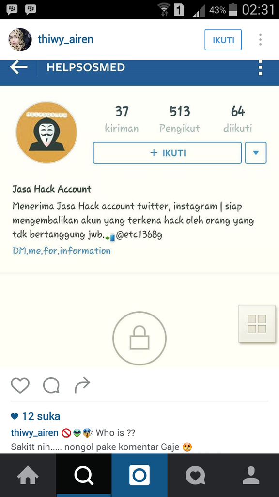 Jangan mau pake jasa @HELPSOSMED yang katanya bisa balikin akun sosmed. ini alasan!