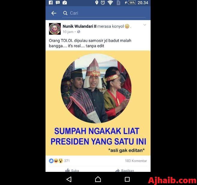 Hate Speech Makin Marak, Akun FB Ini Menghina Presiden Jokowi dan Pakaian Orang Batak