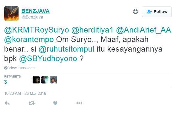 #Berebut kasih sayang SBY, Roy Suryo &amp; Ruhut Sitompul Ribut di Twitter
