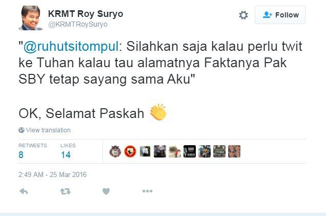 #Berebut kasih sayang SBY, Roy Suryo &amp; Ruhut Sitompul Ribut di Twitter