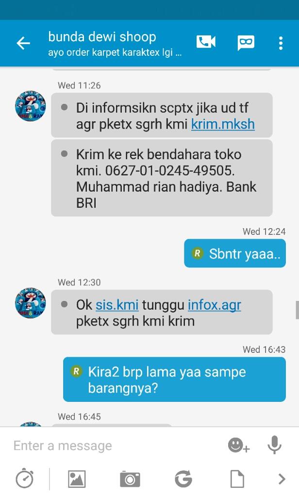 Penipuan jual karpet online