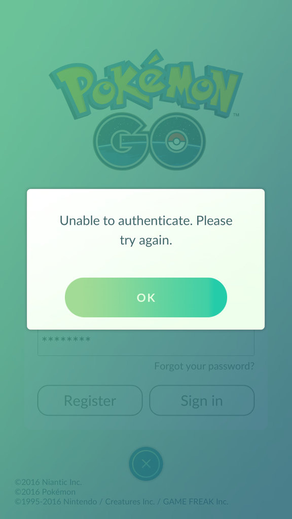 (ask) Unable to authenticate, please try again.