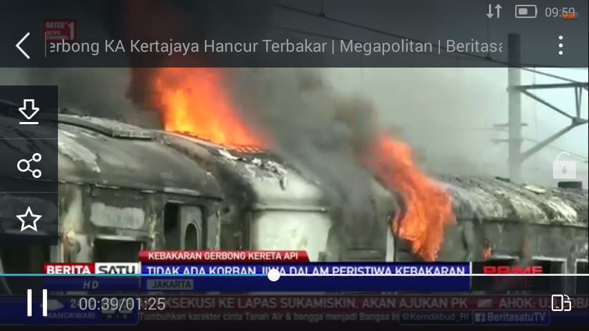 Gerbong KA Kertajaya Hancur Terbakar
