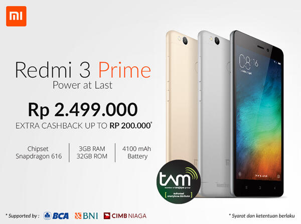 Xiaomi Resmi Luncurkan Redmi 3 Prime di Indonesia