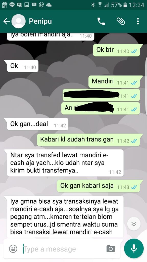 penipuan dengan mandiri e-cash