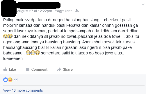 Kelakuan Turis Tiongkok di Penginapan Jogja