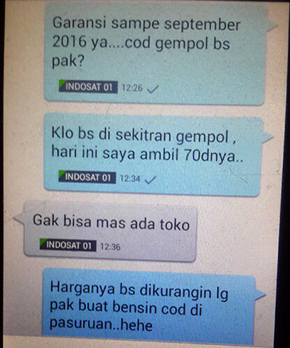 Penipuan Modus bisa COD rajanyasetan / KWAN KIE SIONG