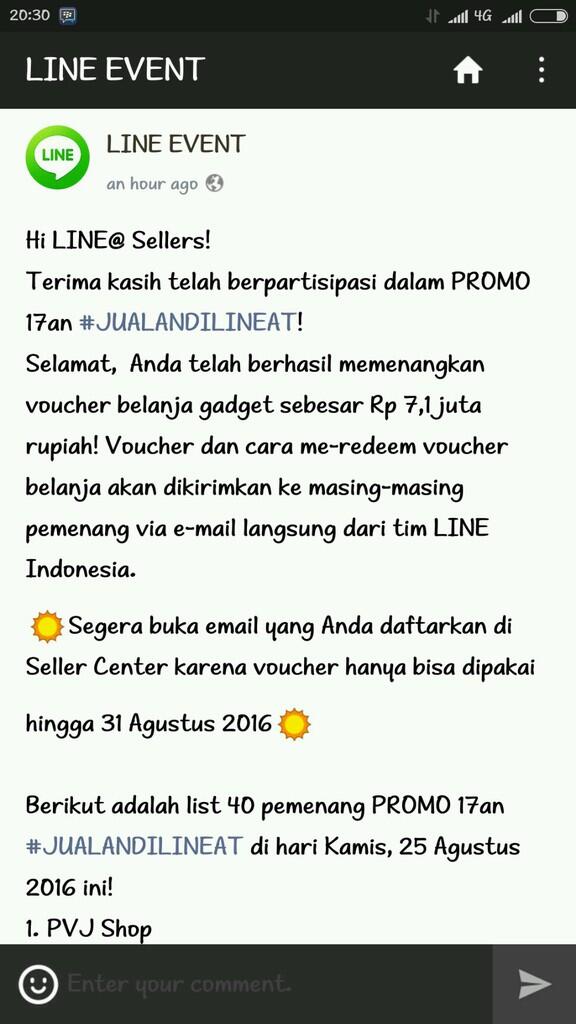 Jebakan Batman LINE Indonesia &amp; Lazada, Voucher 7,1 Juta Hangus.