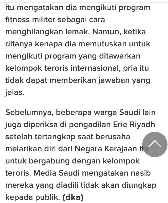 Ditahan, Pria Saudi Ngaku Ikut ISIS untuk Fitness
