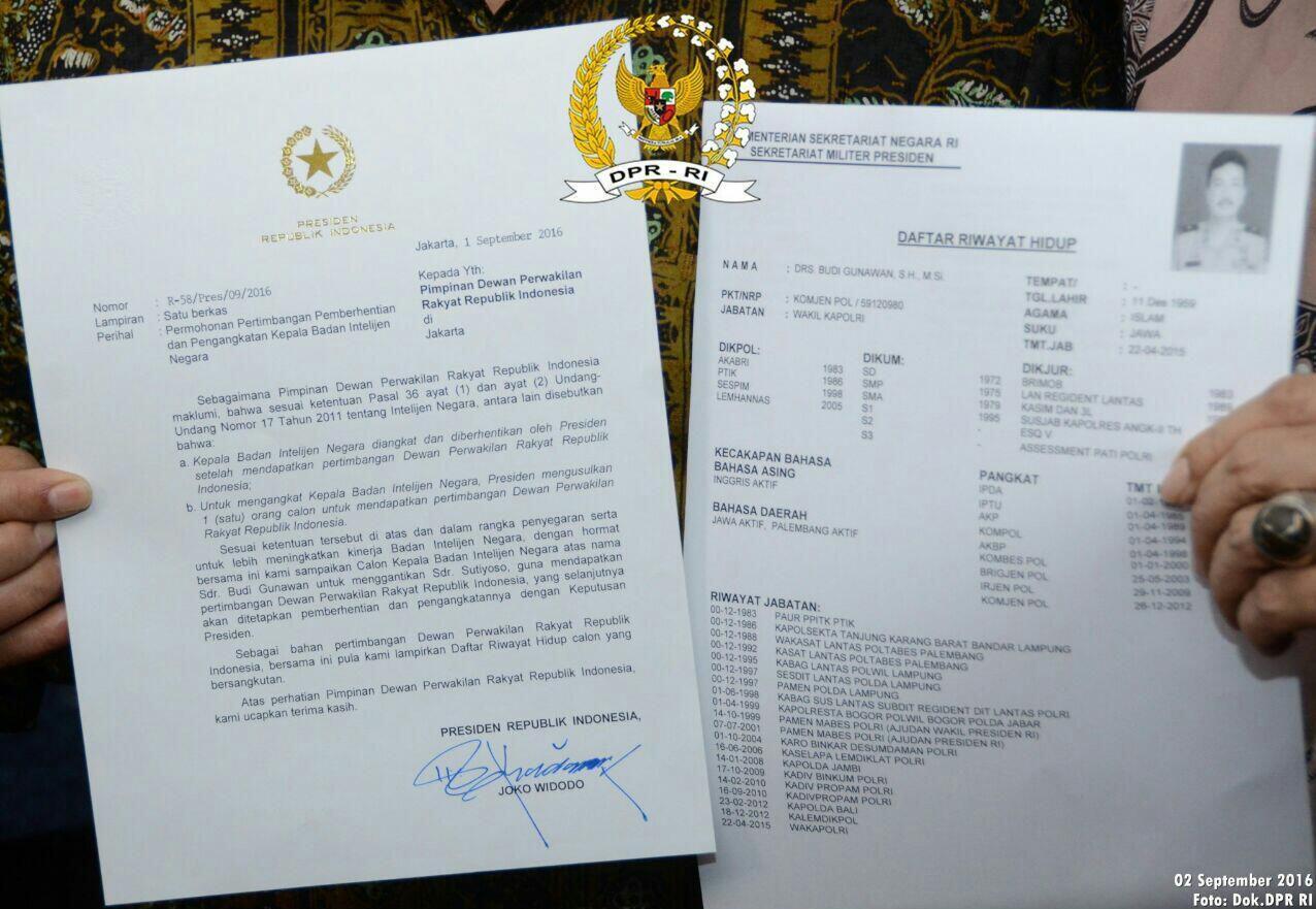 Jokowi Kirim Surat Pencalonan Komjen Budi Gunawan Sebagai Kepala BIN ke DPR