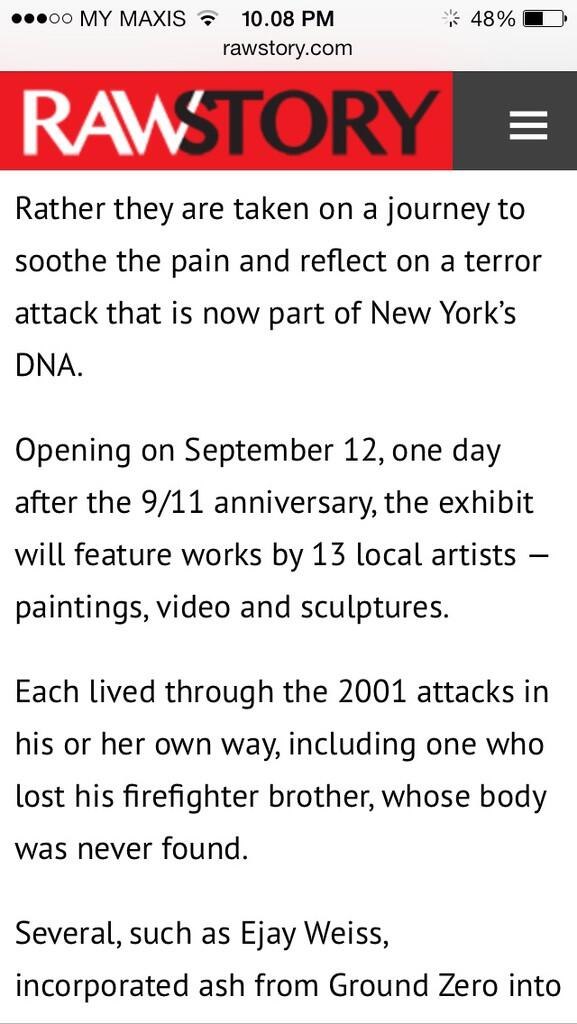 New York 9/11 museum hosts art exhibit to mark 15th anniversary of attacks