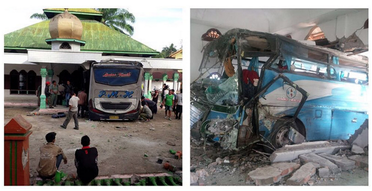 Bus Tabrak Masjid, Dua Orang Tewas