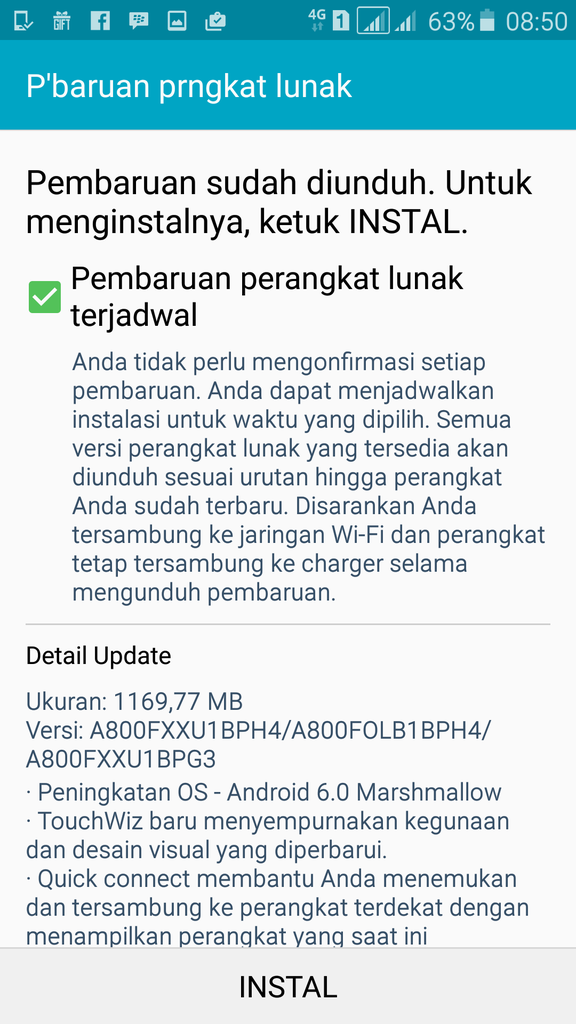 Samsung Galaxy A8 Indonesia sudah mendapat update Marshmallow