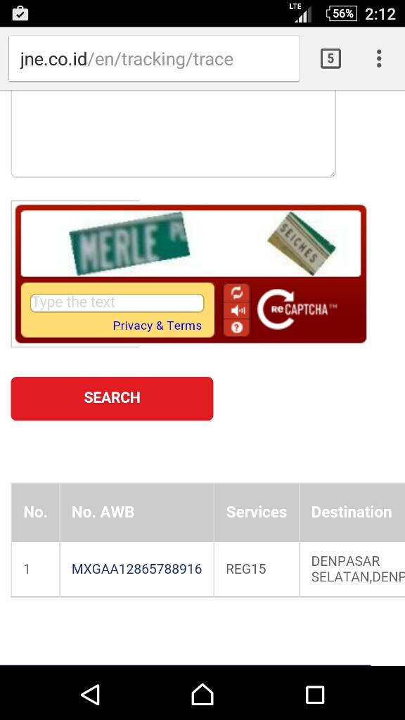Barang tidak bisa ditracking