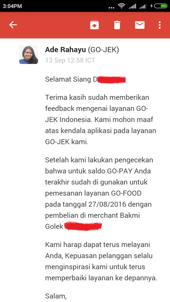 Pengalaman Saya dengan Gopay dari Gojek (Pindahan dari Lounge)