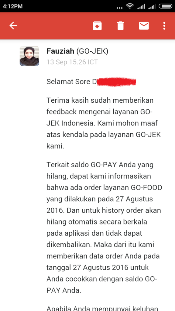 Pengalaman Saya dengan Gopay dari Gojek (Pindahan dari Lounge)