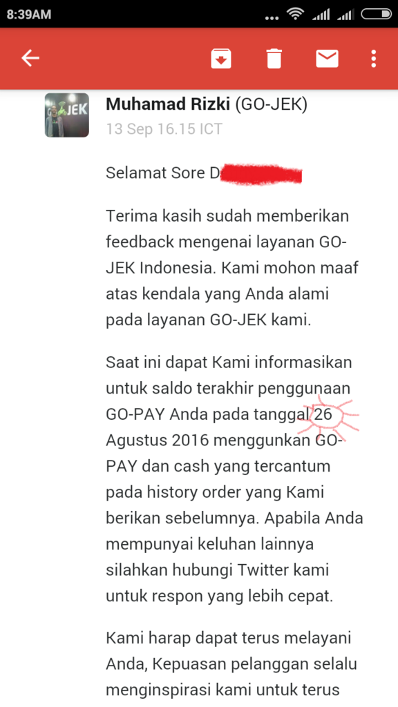 Pengalaman Saya dengan Gopay dari Gojek (Pindahan dari Lounge)