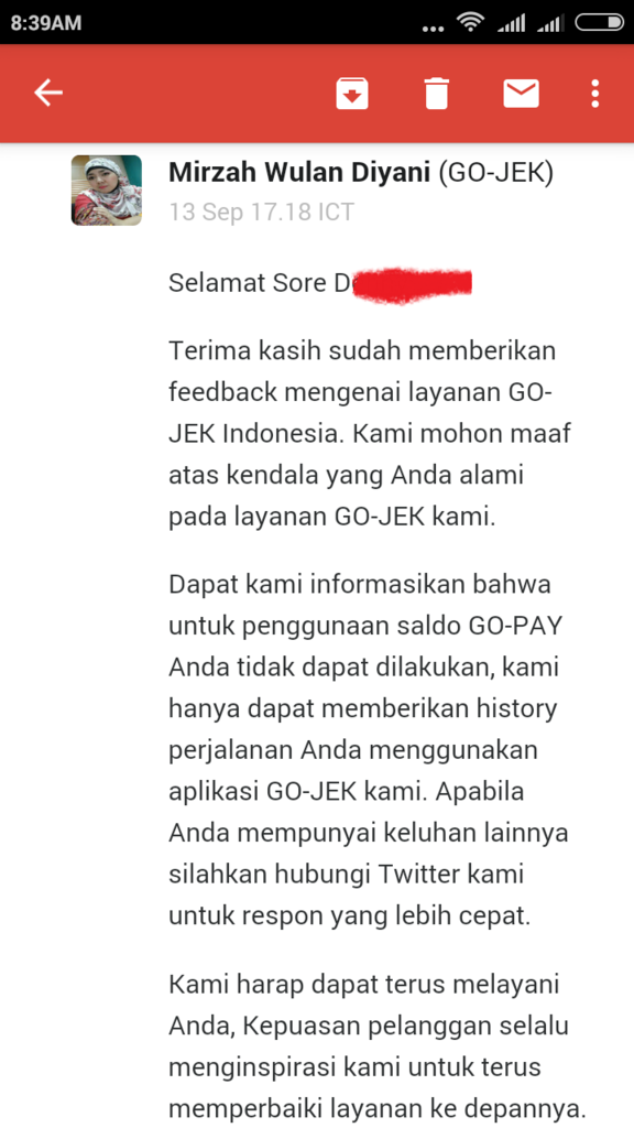 Pengalaman Saya dengan Gopay dari Gojek (Pindahan dari Lounge)