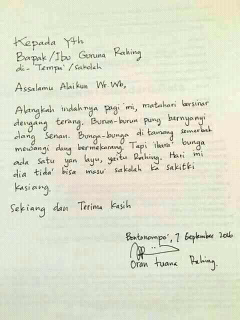 Surat izin tidak masuk sekolah &amp; balasan guru ini lucu, agan pasti geli sendiri